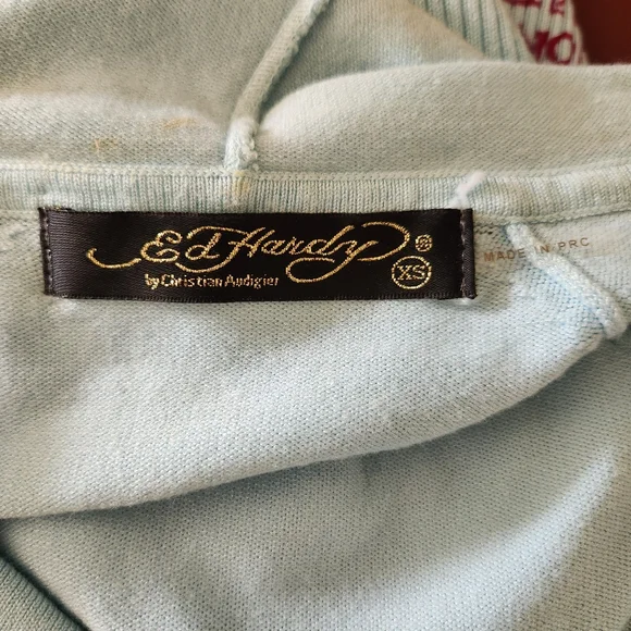 Ed Hardy x Christian Audigier Hooded Sweater Mini Dress Size XS Rhinestone - Picture 15 of 16